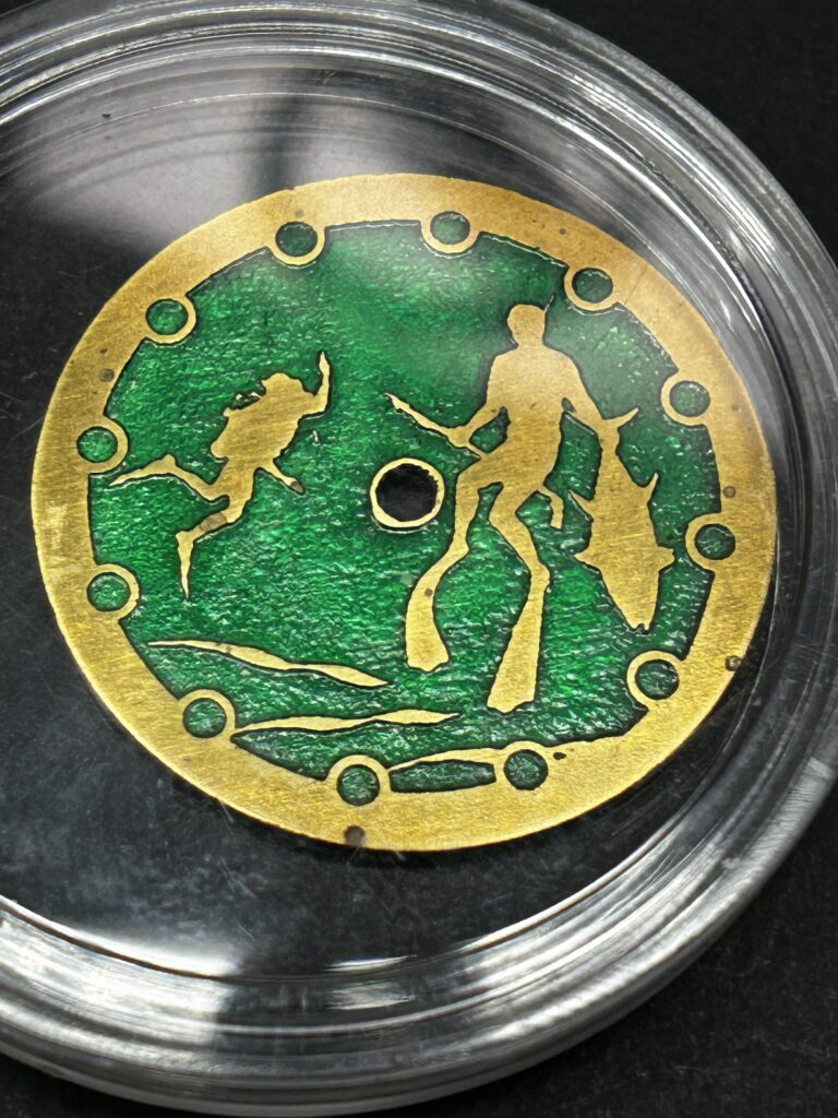 Skin diver brass engraved dial