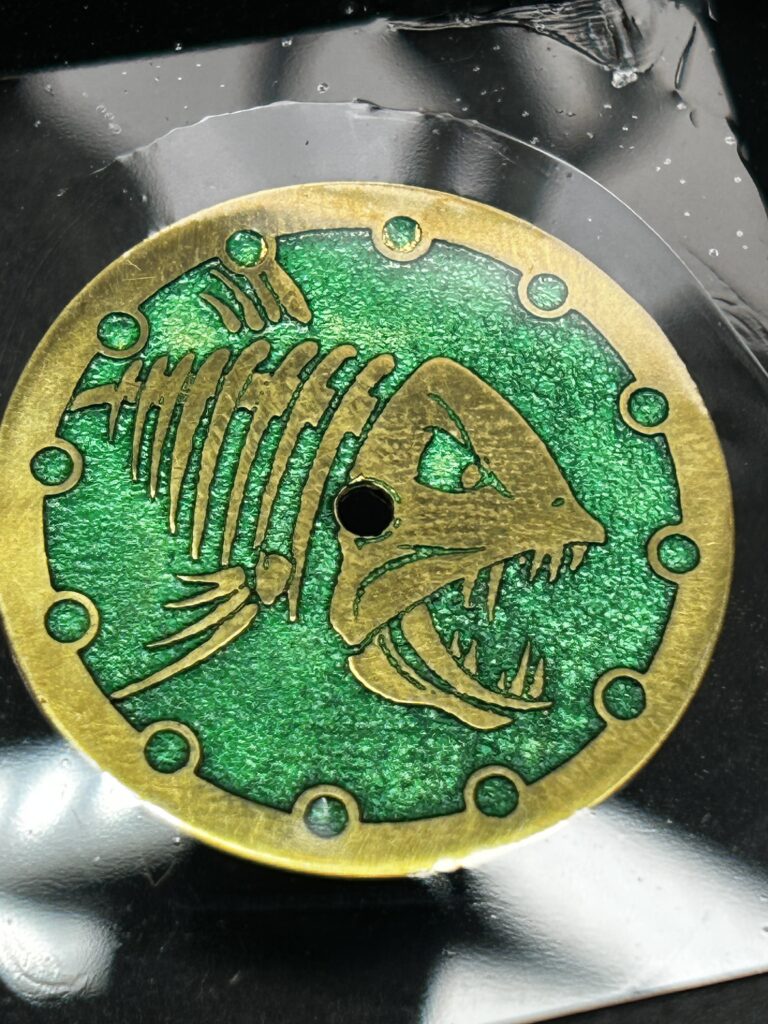 Piranha dial engraved brass
