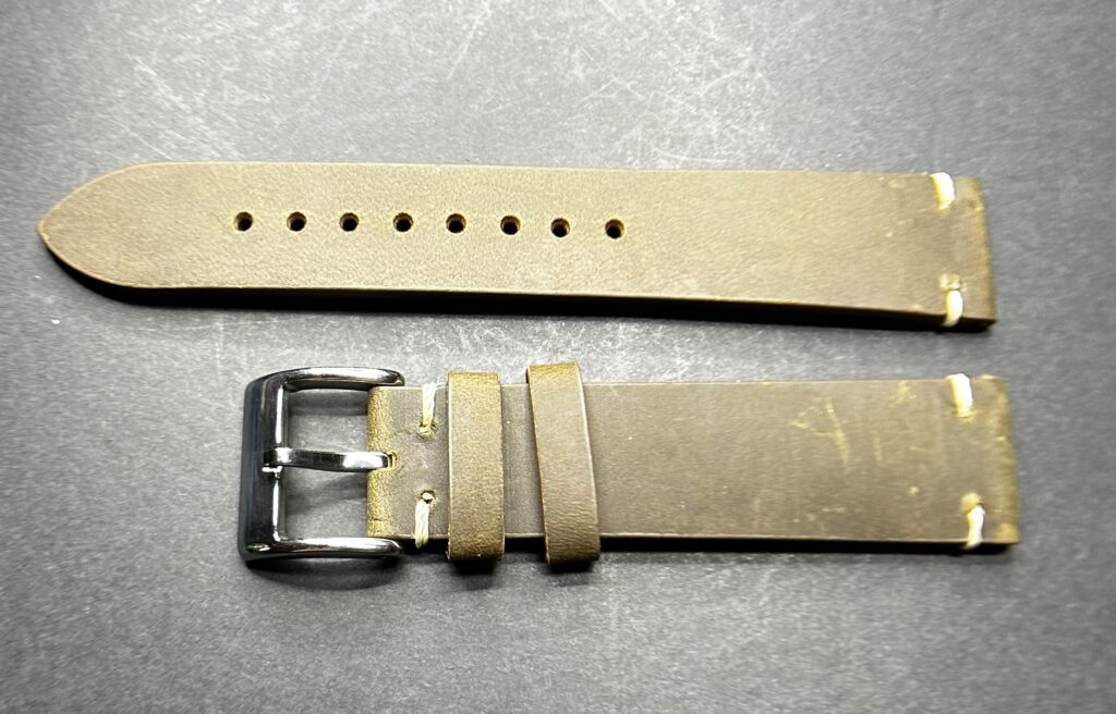 20mm handmade leather strap with silver buckle