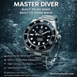 Sevin Black Master Diver-NO DATE CYCLOPS #2500129