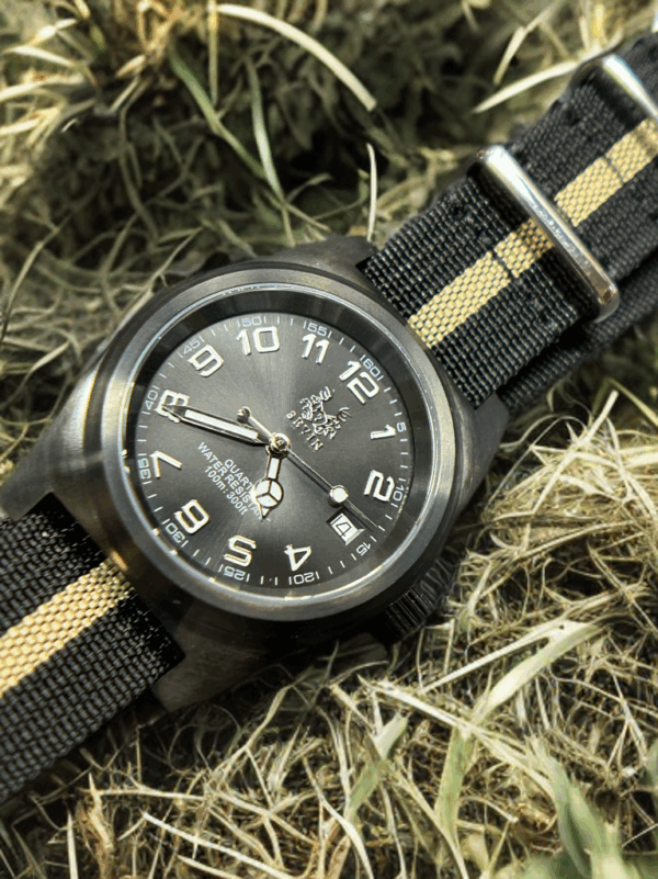 Sevin Black Sunburst Dial Swiss Quartz
