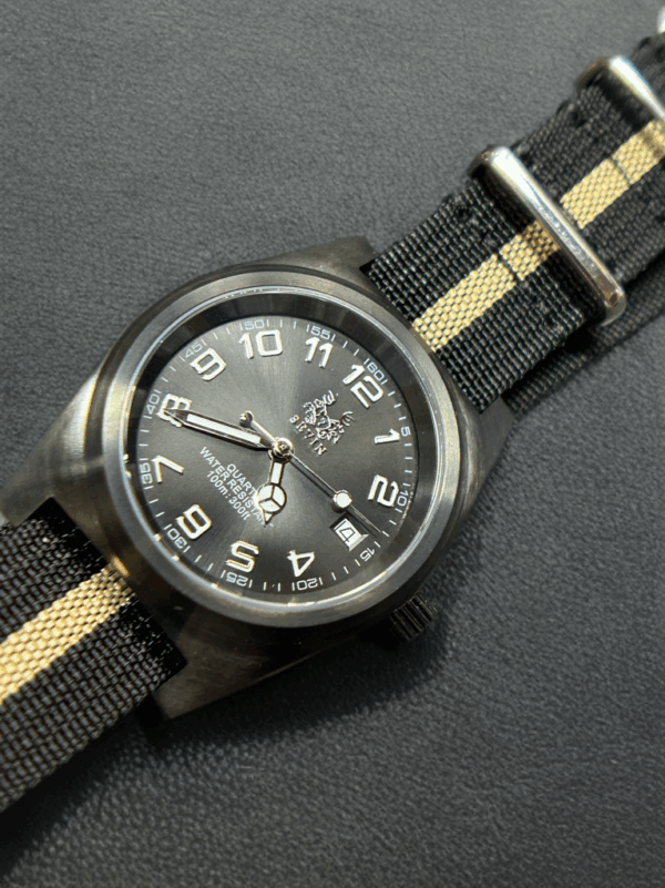 Sevin Black Sunburst Dial Swiss Quartz