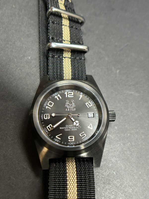 Sevin Black Sunburst Dial Swiss Quartz