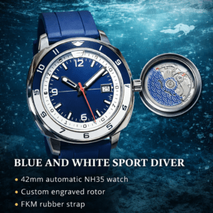 Custom Blue & White Sport Diver 42mm Automatic #250174