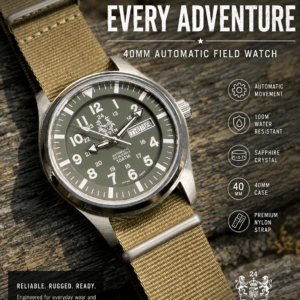 Sevin 40mm Automatic OD Green field watch  #260058